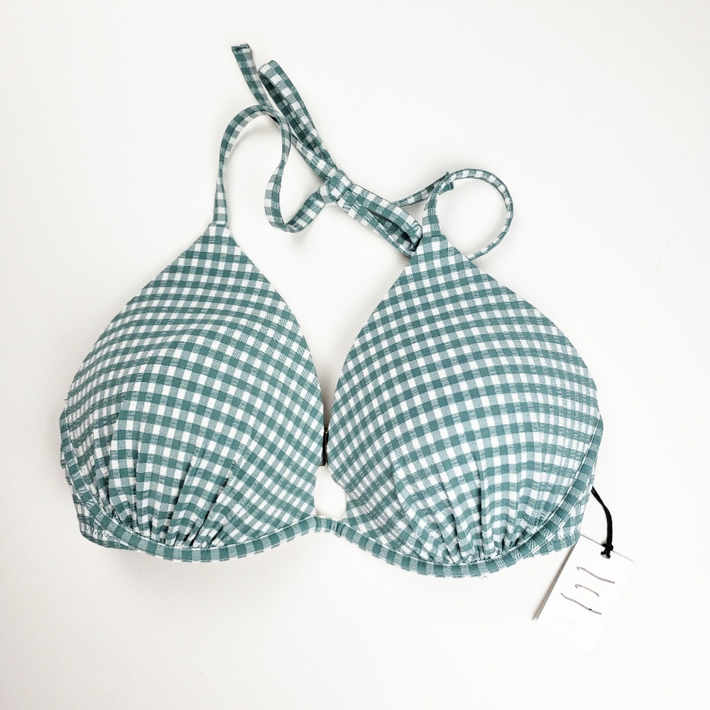 NWT Push Up Triangle Seersucker Bikini Top